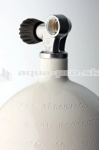 Fľaša oceľová 10l 300 Bar s ventilom 300 BAR (vypuklé dno)