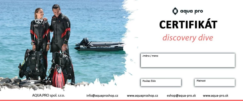Darčekový certifikát Dicsovery Scuba