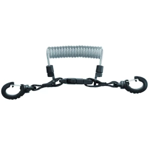Špirálový kábel s karabínkami INOX
